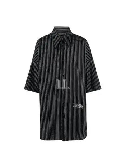 Oversized Striped Short Slevee Shirt Black - MAISON MARGIELA - BALAAN 2