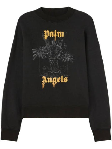 Palm Angels Logo Print Cotton Sweatshirt PMBA026F24FLE0061022 - PALM ANGELS - BALAAN 1