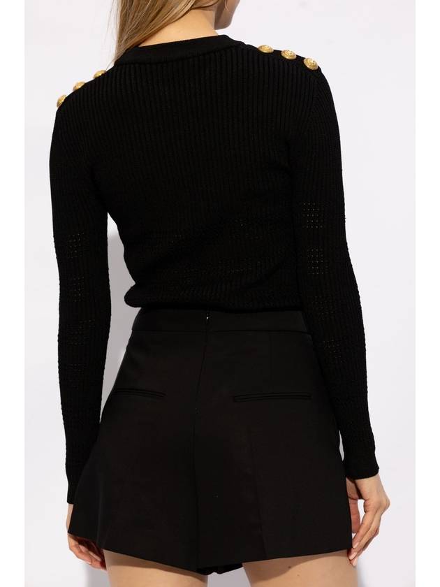 Balmain Ribbed Sweater With Logo, Women's, Black - BALMAIN - BALAAN 4