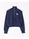 Women's Oversized Half Zip Crop Fleece Sweatshirt Navy - NIKE - BALAAN 1