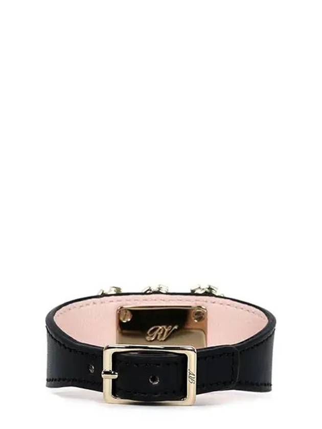 Women's Flower Strass Buckle Bracelet Black - ROGER VIVIER - BALAAN 3