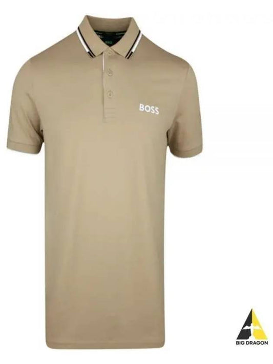Paddy Striped Cotton Polo Shirt Camel - HUGO BOSS - BALAAN 2