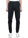 Stretch Cotton Cargo Straight Pants Black - STONE ISLAND - BALAAN 3