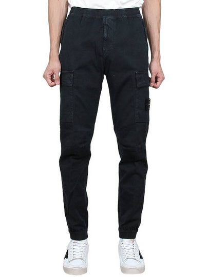 Stretch Cotton Cargo Straight Pants Black - STONE ISLAND - BALAAN 2