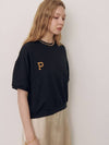 Women's Crop Summer Short Sleeve Sweatshirt Black - PRETONE - BALAAN 5