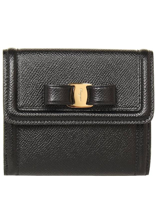 Women's Vara Ribbon Half Wallet Black - SALVATORE FERRAGAMO - BALAAN 2