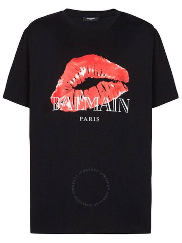 Balmain Relaxed T-Shirt With Kiss Print, Size X-Small - BALMAIN - BALAAN 1