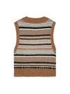 Striped Soft Wool Knit Vest Brown - GANNI - BALAAN 3