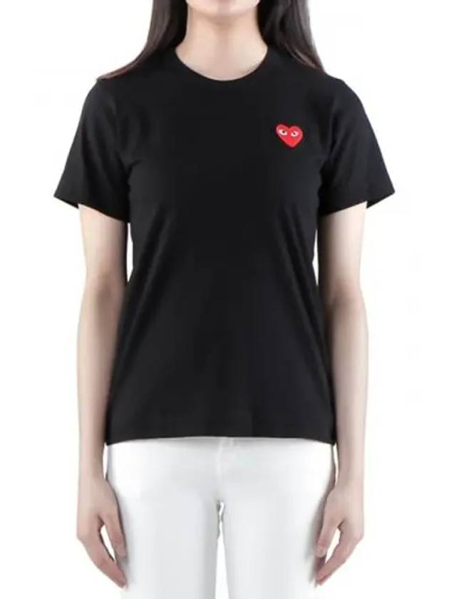 Red Heart Short Sleeve T-Shirt P1 T107 1 Black - COMME DES GARCONS - BALAAN 3