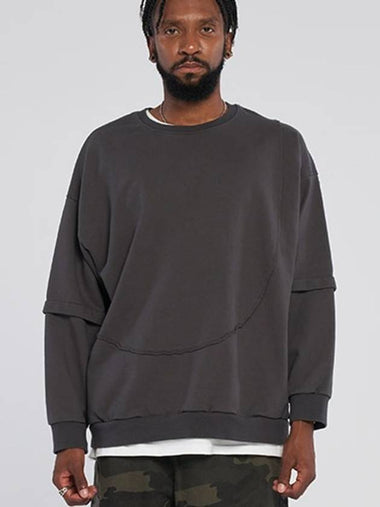 Front double layered sweatshirt Charcoal - TENER - BALAAN 1