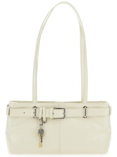 White Shoulder Bag With Belt Detail And Pendant Keys In Leather Woman - OSOI - BALAAN 1