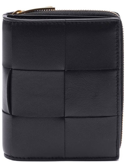 Intrecciato Zippered Leather Half Wallet Black - BOTTEGA VENETA - BALAAN 2