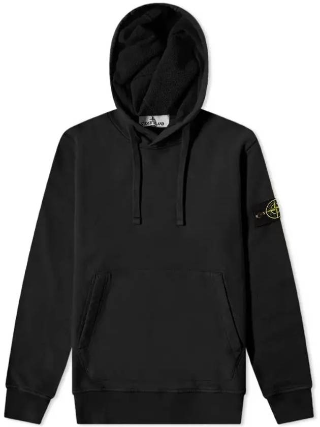 Wappen Patch Cotton Fleece Hoodie Black - STONE ISLAND - BALAAN 2