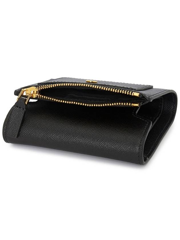 Saffiano Tri-Fold Zipper Half Wallet Black - MARNI - BALAAN 5