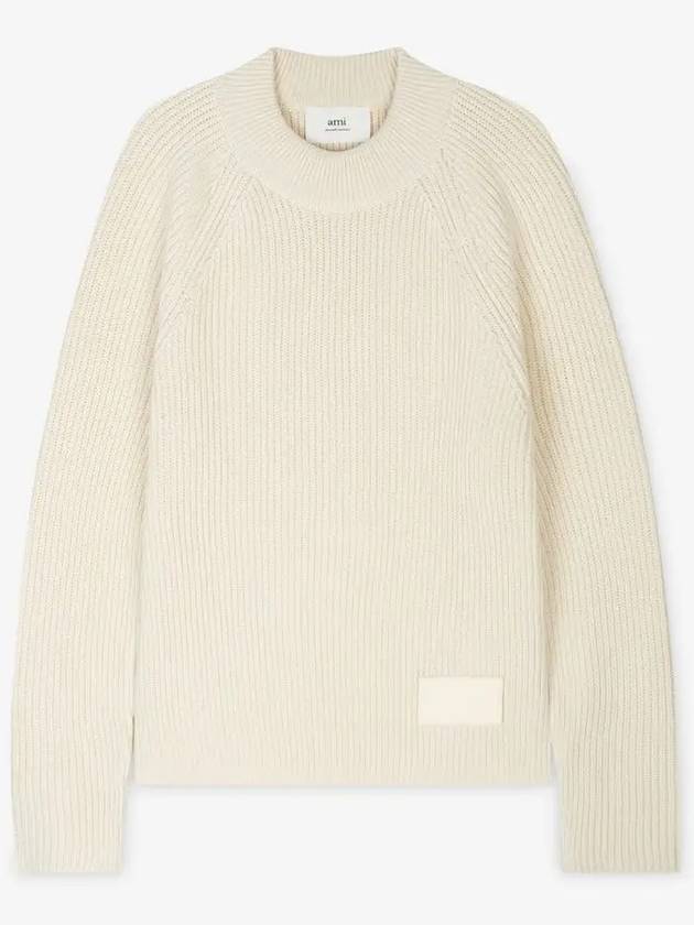 Logo Patch Basic Knit Top Ivory - AMI - BALAAN 3