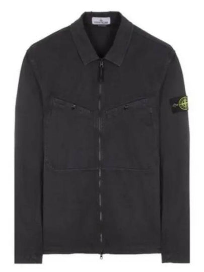 Wappen Patch Overshirt Zip Up Jacket Black - STONE ISLAND - BALAAN 2