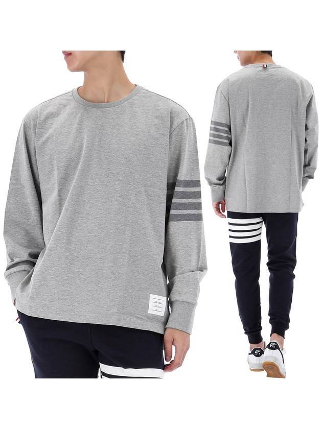 4 Bar Armband Tonal Long Sleeve T-Shirt Grey - THOM BROWNE - BALAAN 2