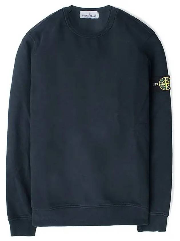 Brushed Cotton Fleece Garment Dyed Crewneck Sweatshirt Navy - STONE ISLAND - BALAAN 2