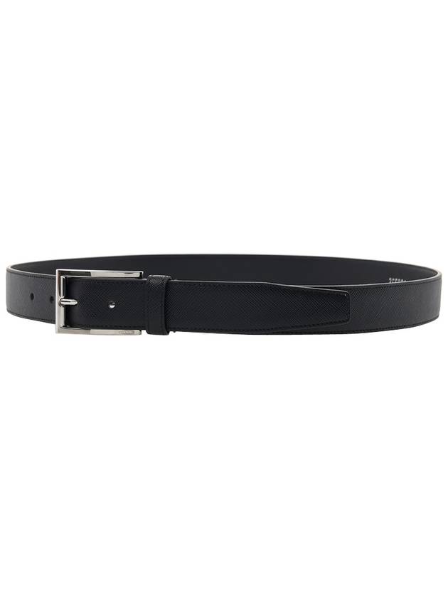 Saffiano Polished Buckle Belt Black - PRADA - BALAAN 6