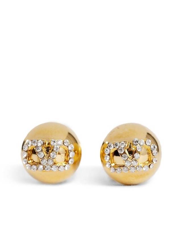 Women's V Logo Crystal Earrings Gold - VALENTINO - BALAAN 2