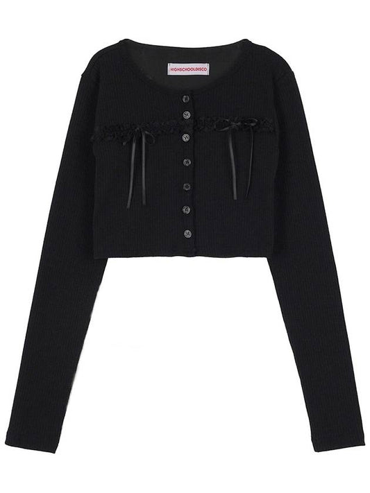 Lace ribbon crop cardigan black - HIGH SCHOOL DISCO - BALAAN 2