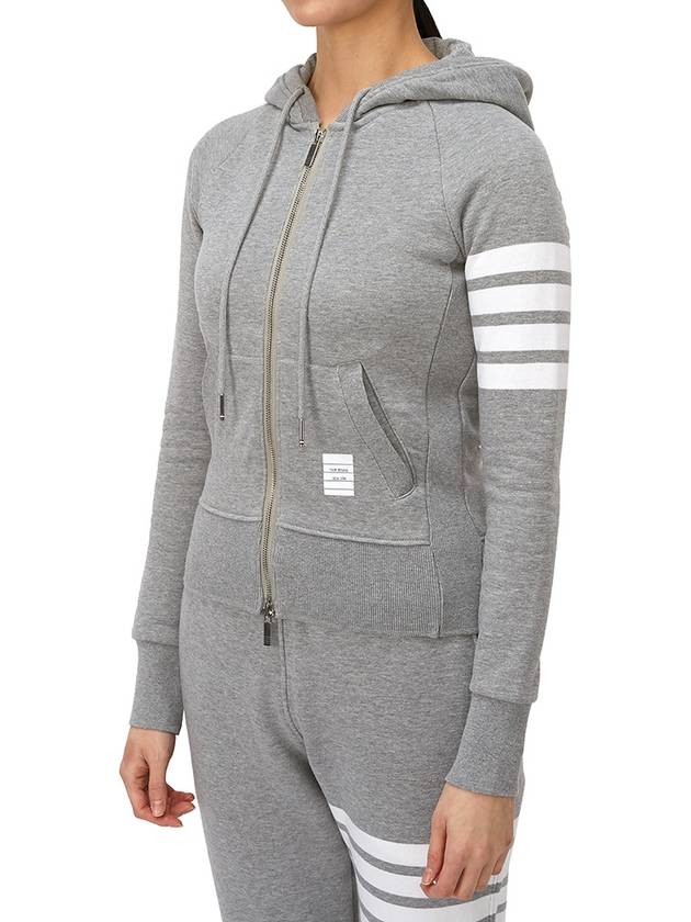 Engineered 4-Bar Stripe Loopback Jersey Knit Zip Up Hoodie Light Grey - THOM BROWNE - BALAAN 3