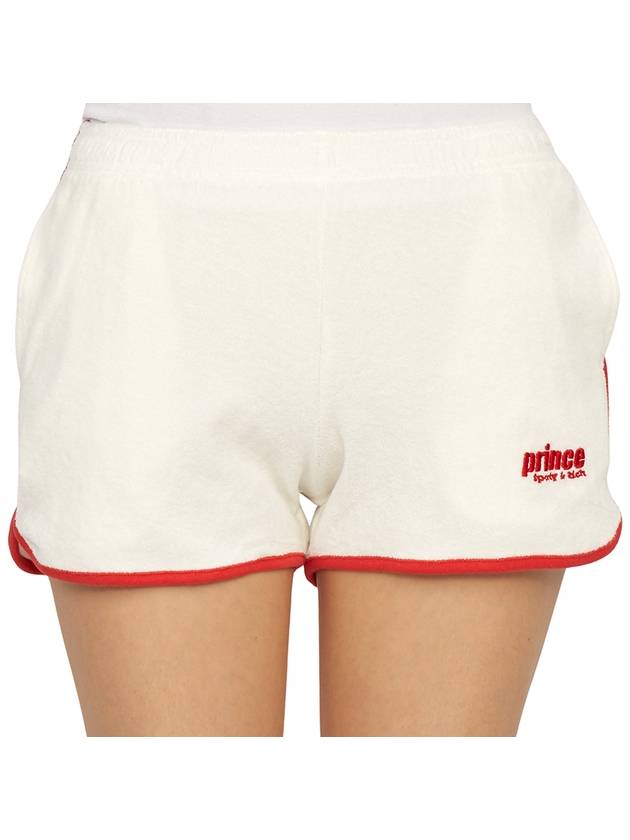 Women's Embroidered Logo Cotton Shorts White - SPORTY & RICH - BALAAN 7