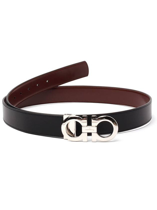 Gancini Reversible Adjustable Leather Belt Black Brown - SALVATORE FERRAGAMO - BALAAN 2