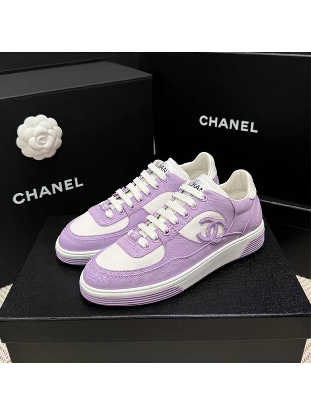 Women's Cotton Sneakers CC Logo Lilac Purple - CHANEL - BALAAN 2