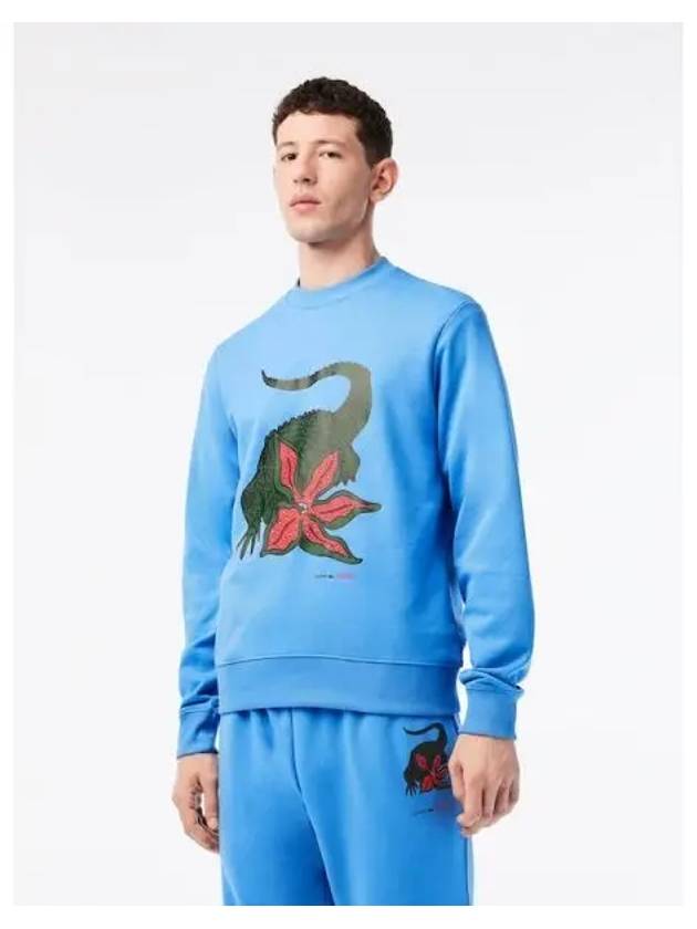 Netflix Organic Cotton Print Sweatshirt Blue - LACOSTE - BALAAN 2