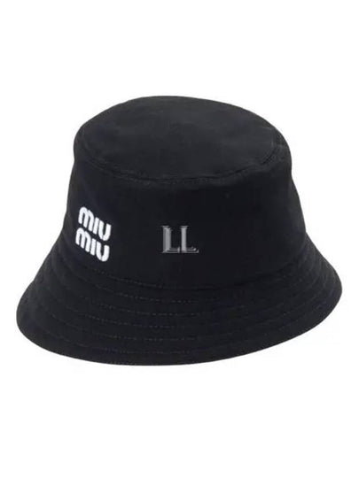 Embroidered Logo Fabric Bucket Hat Black - MIU MIU - BALAAN 2