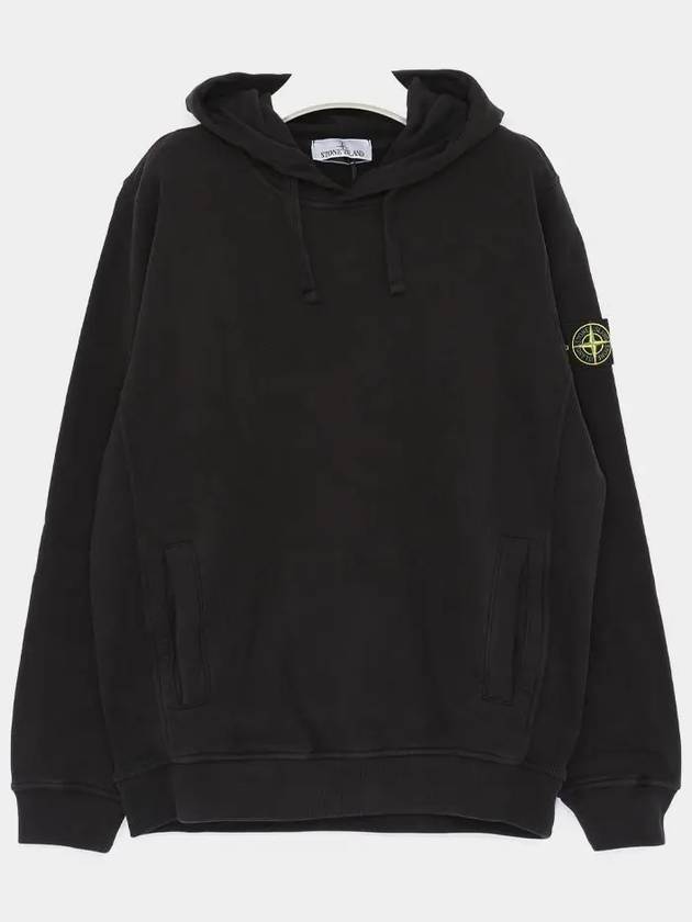 Wappen Patch Brushed Cotton Fleece Hoodie Black - STONE ISLAND - BALAAN 3