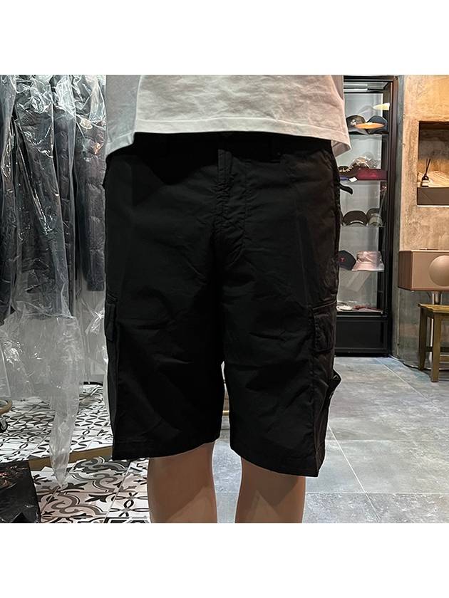 Men's Logo Patch Cargo Shorts Black - STONE ISLAND - BALAAN 3