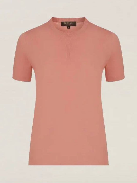 Angera Crewneck Cotton Short Sleeve T-Shirt Pink - LORO PIANA - BALAAN 2