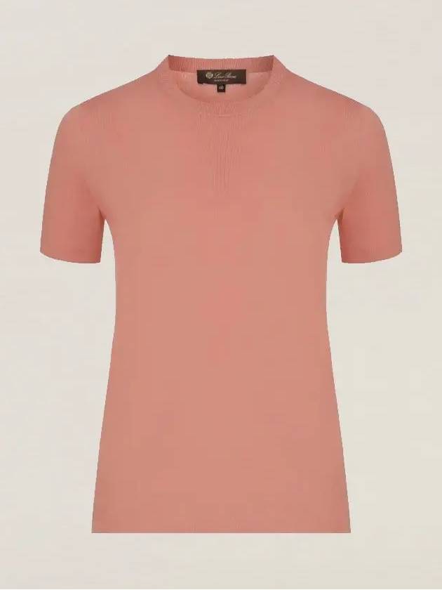 Angera Crewneck Cotton Short Sleeve T-Shirt Pink - LORO PIANA - BALAAN 3