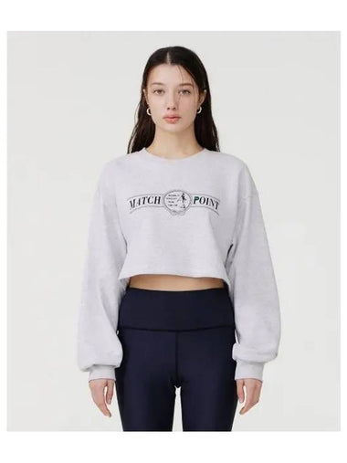 Match Point Crop Sweatshirt Women s Melange Gray - REEBOK - BALAAN 1