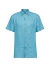 Men's Andre Linen Short Sleeve Shirt Leaf Blue - LORO PIANA - BALAAN 1