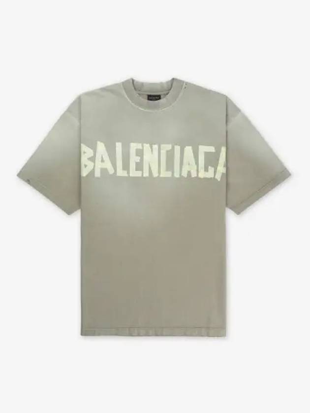 Tape Type Logo Medium Fit Short Sleeve T-Shirt Green - BALENCIAGA - BALAAN 2