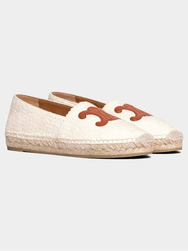 Women's Triomphe Logo Patch Flat Espadrilles Cream - CELINE - BALAAN 3