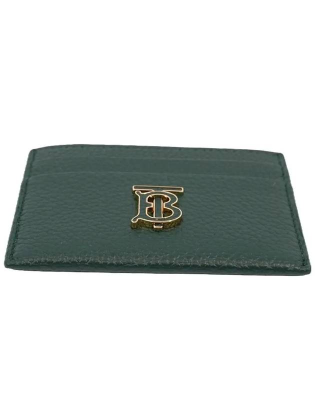 TB Logo Grained Leather Card Wallet Green - BURBERRY - BALAAN 4