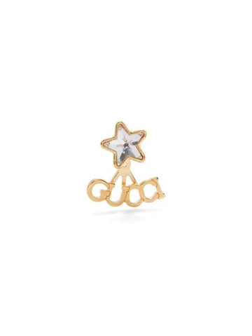 Script Logo Crystal Star Single Earring Gold - GUCCI - BALAAN 1