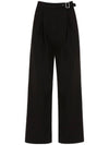 Double Tuck Wide Belt Slacks BLACK - ILROZE - BALAAN 1