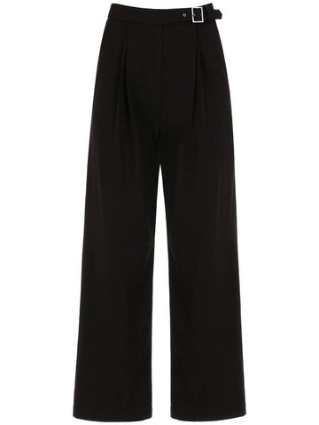 Double Tuck Wide Belt Slacks BLACK - ILROZE - BALAAN 1