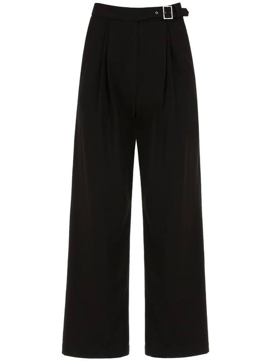 Double Tuck Wide Belt Slacks BLACK - ILROZE - BALAAN 1