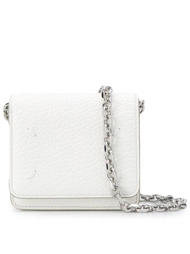 Embossed Leather Chain Card Wallet White - MAISON MARGIELA - BALAAN 1