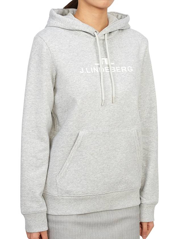 Alpha Logo Print Hoodie Light Grey Melange - J.LINDEBERG - BALAAN 4