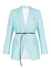 Belted Wool Blazer Jacket Light Blue - BOTTEGA VENETA - BALAAN 2