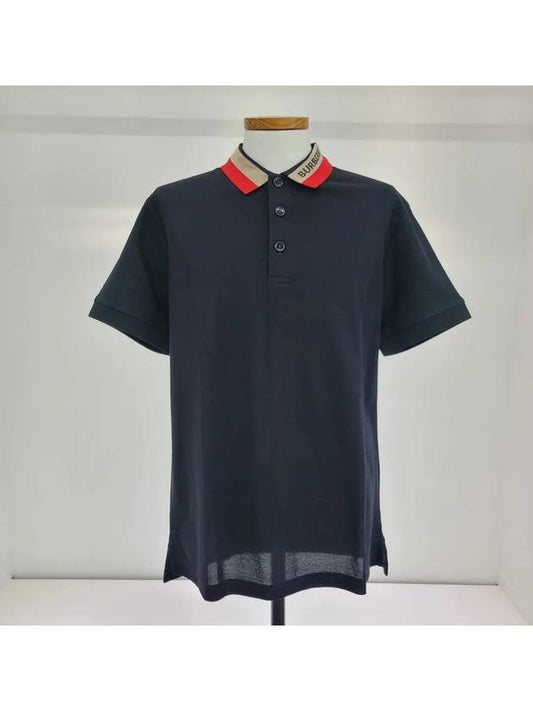 Logo Detail Cotton Short Sleeve Polo Shirt Black - BURBERRY - BALAAN 2