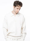 Men s M243TP08IV Dense Modal Open Collar Knit Ivory - CHANCE'S NOI - BALAAN 3