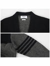 Donegal Diagonal Oversized Colour Block Wool Cardigan Grey - THOM BROWNE - BALAAN 6